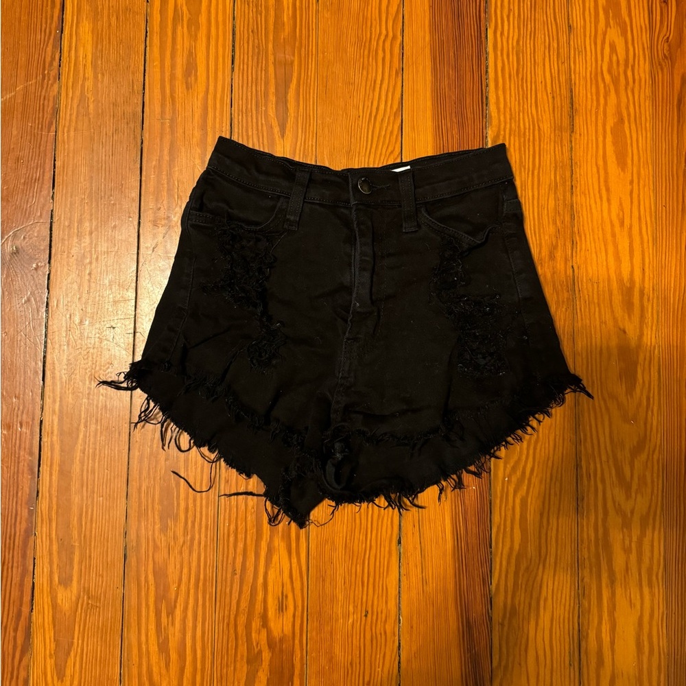 Vibrant Black Denim Shorts